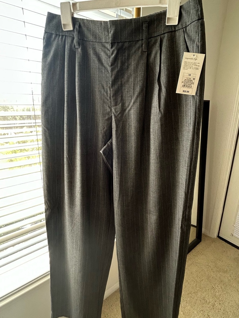 Women's Gray Pinstripe Dress Pants